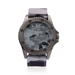 STRADA Camouflage Watch Nylon Band Stainless Steel Gray